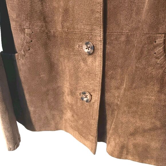 Vtg Relativity Womens M Brown Genuine Suede Leather Jacket Stitching Y2K - Picture 7 of 13